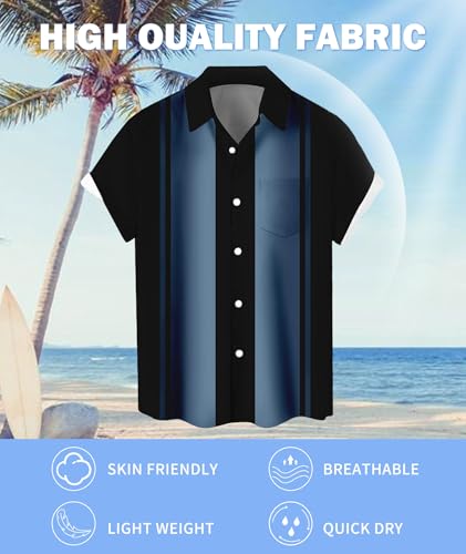 Deer Lady Mens Bowling Shirt 1950s Retro Print Hawaiian Shirts Short Sleeve Casual Button Down Shirt Beach Shirts3