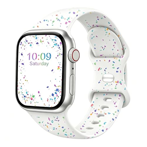Image of Sport Bands Compatible with Apple Watch Band Women Men 40mm 38mm 41mm 42mm 44mm 45mm 46mm 49mm ,Soft Wristband Waterproof Replacement Strap for iWatch Bands Series 11 10 9 8 7 6 5 4 3 2 1 SE Ultra White