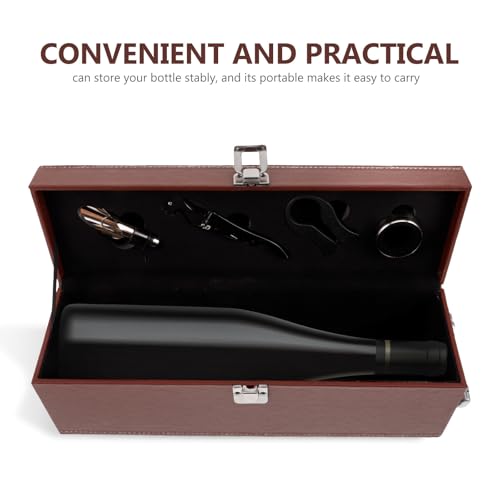 Boîte de rangement marron en PU CRAFTHROU facile à transporter pour bouteille