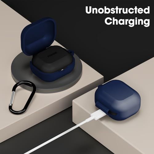 Image of Sounce Silicone Case Cover for Noise Buds N1, Portable Non-Slip Grip & Scratch-Resistant Protector with Carabiner Clip Full Protection Water Resistant, Shockproof Cover - Blue