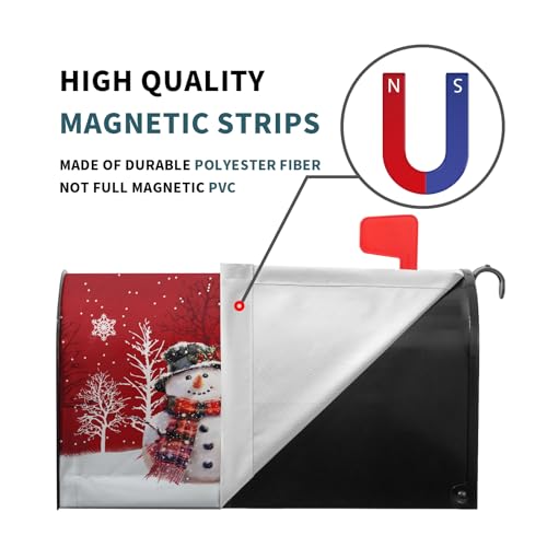 Image of Kawani Merry Christmas Red Snowman Mailbox Covers Magnetic Red Winter Outdoor Mailbox Cover Standard Size 18 X 21 Inch Snowflakes Holiday Mailbox Wrap Post Letter Box Cover Decor for Home Garden Yard
