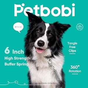 Petbobi 30ft Heavy Duty Dog Tie Out Cable up to 250lbs, Dog Tether for Yard Camping, 5mm Diameter Cable, Shock Absorbing Spring, 360° Swivel Clip - Give Your Dog The Freedom to Roam, Black Petbobi 30ft Heavy Duty Dog Tie Out Cable up to 250lbs, Dog Tether for Yard Camping, 5mm Diameter Cable, Shock Absorbing Spring, 360° Swivel Clip – Give Your Dog The Freedom to Roam, Black