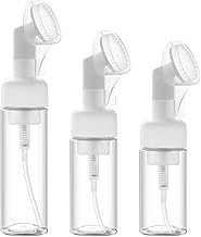 3 Pack Clear Foaming Bottle Facial Cleanser with Brush for Travel Home