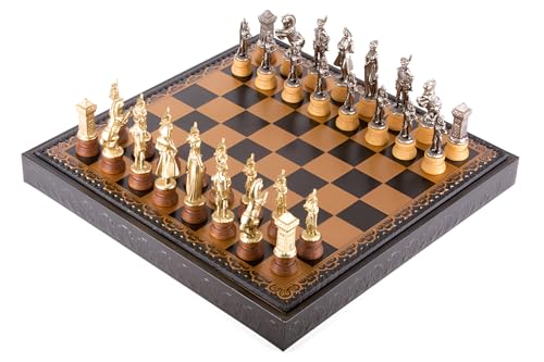 Napoleon Big Set et échiquier cuir gold black pour joueur d'échecs exigeant