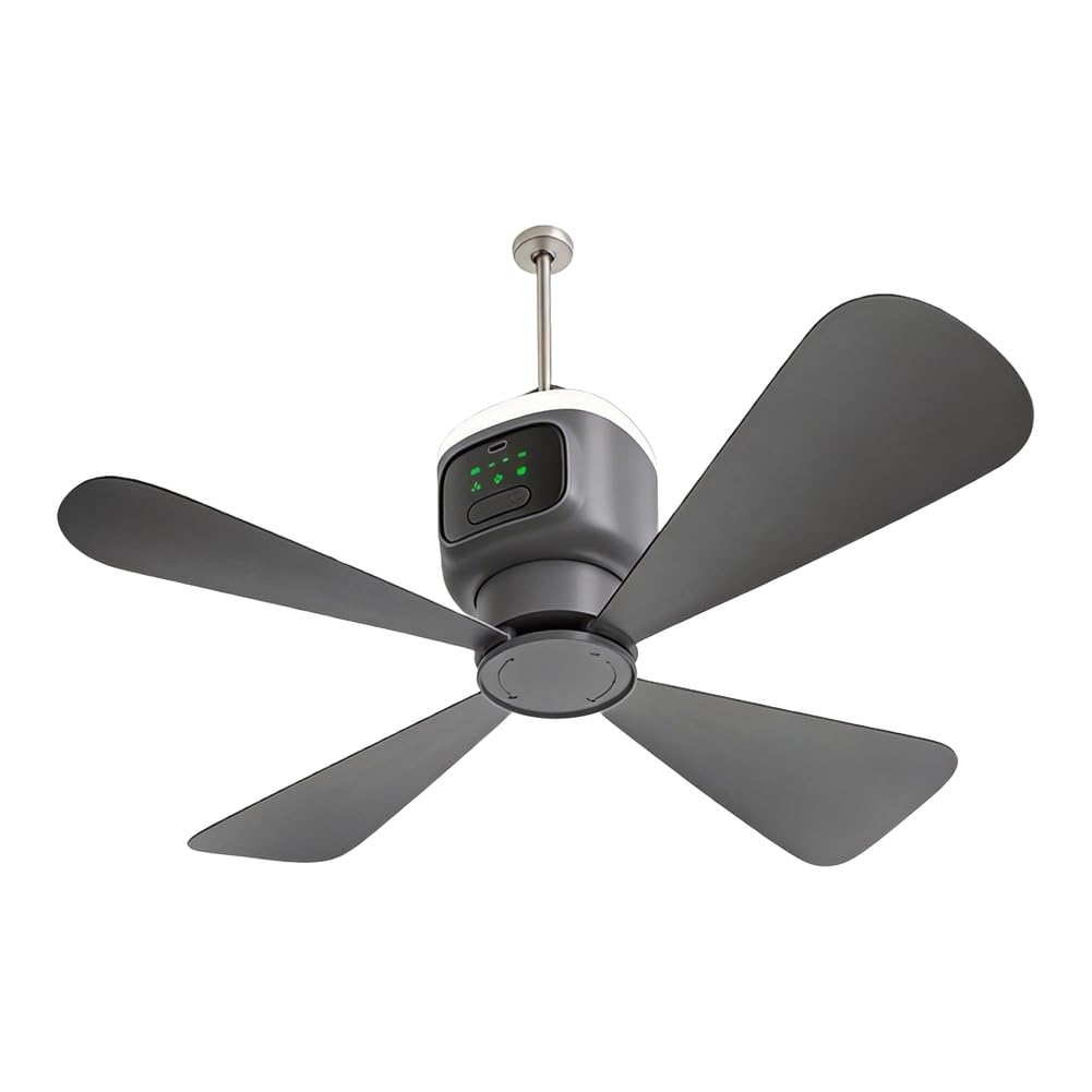 Ventilador de techo portátil, ventilador recargable con control remoto, batería de 12000 mAh, 4 velocidades, 3 temporizadores, silencioso para camping, dormitorio, hogar