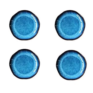Retro Deep blue ceramic irregular household Deep plate – Set of 4