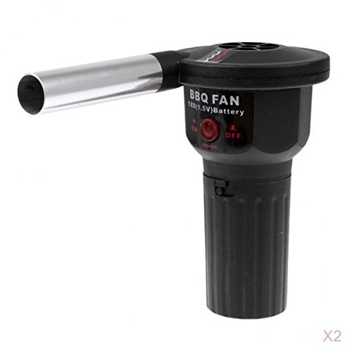 FLAMEER 2x Electric BBQ Air Blower Fan For Outdoor Barbecue Grill Campfire Fireplace DIY Tools