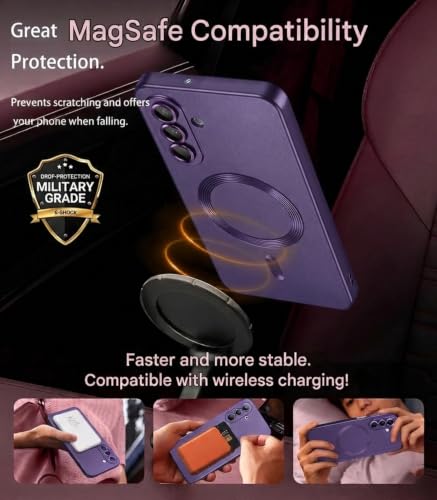 Image of DIZORO Samsung A37 Case, Compatible with Mag Safe Back Cover, Matte Luxury Metallic Luster Flexible TPU Wireless Charging Shockproof Case with Camera Protector Lens (Deep)