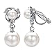Vissen Boucles d'oreilles Pendantes Femme Clips Perles de culture grise Plaqué platine Strass Clip oreille non percée