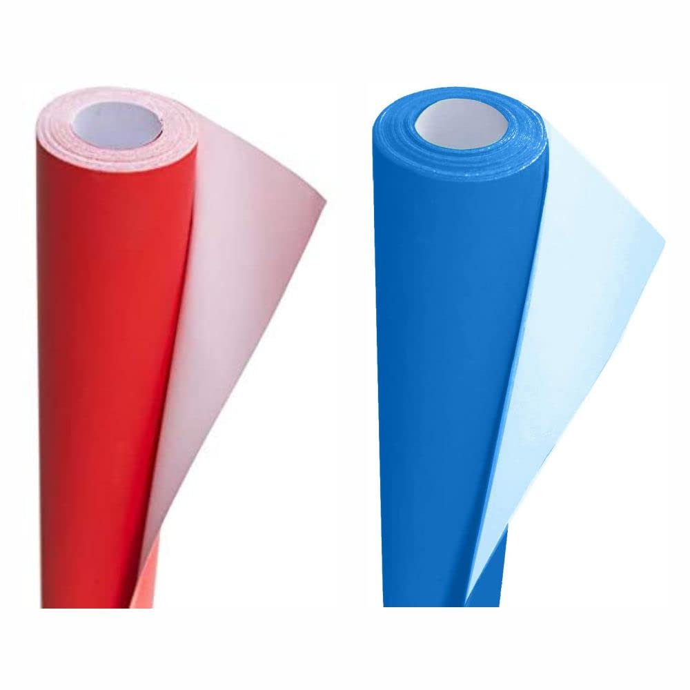 3 Ace Crafts Pack of 2 Display Poster Paper Roll-10M Perfect Ideal for Wrapping, Packing, Wrap Birthday Gifts, Table Runner, Covering, Parcel, School Board- 76cm Width Approx โ Scarlet & Ultra Blue โ image 1
