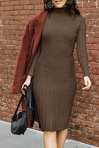 Robe pull col haut classique chic pour femme vêtement hiver doux - 7