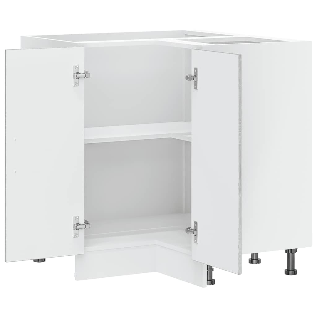 Lucca - Mobile angolare da cucina in legno Sonoma, 75,5 x 75,5 x 81,5 cm, con piedini regolabili, molto spazio per utensili da cucina, materiale robusto, adatto per dispensa
