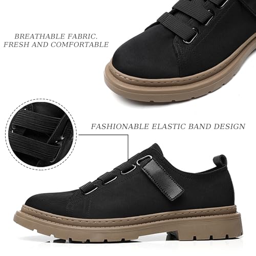 Men's Lightweight Fashion Flat Loafers Casual Canvas Soft Sole Non-Slip Adjustable Hook and Loop Walking Shoes Business Classic Formal School3