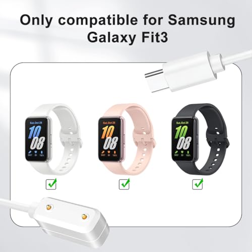 Image of ZORBES 3.3Ft /1M USB C Watch Charger Cable for Samsung Fit 3 (1.6'' Display), Replacement Galaxy Fit 3 Smart Charger Cable, Dual Pin Magnetic Charging for Samsung Watch (White)