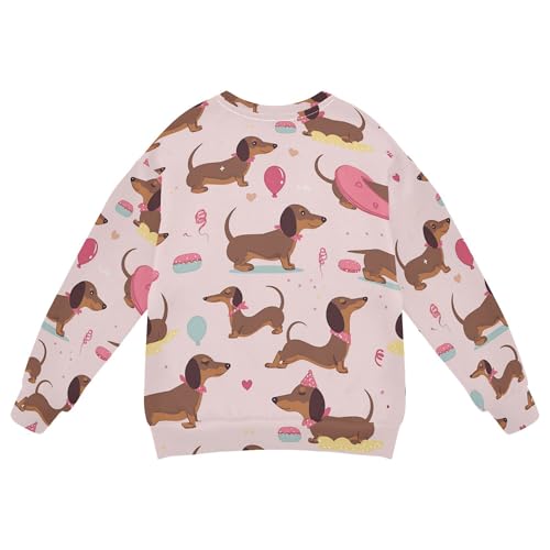 JUNZAN Cute Dachshund Pink Balloon Little Kids Hooded Sweatshirt Fleece Outerwear for Kids Party 4T2