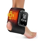 Heated Ankle Brace, Cordless Ankle Massager with 3 Heat Settings, 3 Vibration Modes, Rechargeable Ankle Heating Pad with LCD Display, Heated Ankle Support for Left and Right Foot, 1 Pack