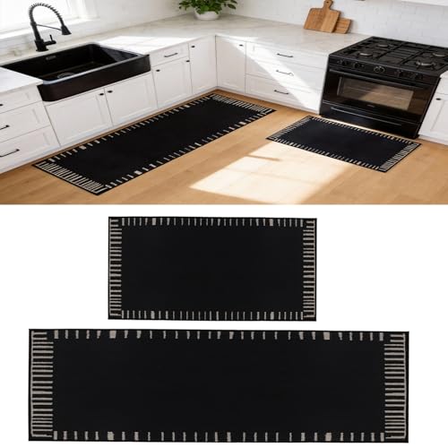 Alfombras absorbentes gruesas de cocina con base antideslizante lavable juego de 4 piezas 2