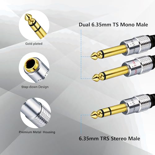 Cable divisor de audio 6.35mm Y splitter 0.5m miniatura 3