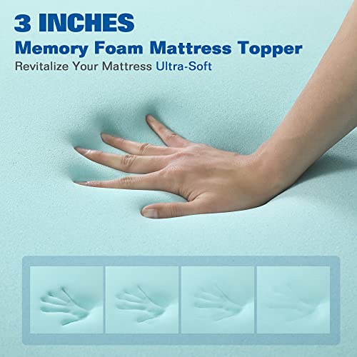 BedLuxury-Mattress-Topper-Memory-Foam-3-Inch-Queen-Size-Gel-Colling-Mattress-Pad-Cover-with-18-Deep-Pocket-for-Back-Pain-Bed-Topper-with-Removable-Bamboo-Cover-Soft-Breathable