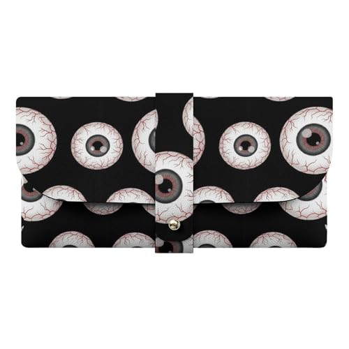 MUMEHAZ Travel Glasses Case Halloween Eyeballs Spooky Art Portable Sunglasses Organizer Pouch Bags Fashion PU Leather Eyeglasses Case