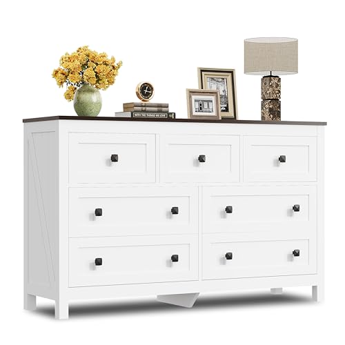 WLIVE Farmhouse 7-Drawer Dresser, 51.18'' Wide