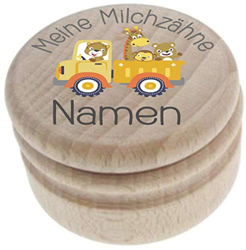 Milchzahndose aus Holz - Meine Milchzähne - Zahndose mit Namen personalisiert - Die Zahnbox hat einen Deckel mit Schraubverschluss - perfekt als kleines Geschenk · Zahnfee - für Jungen & Mädchen - 19 Cover