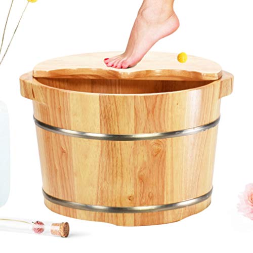 Tina de madera para pies con tapa de roble sólido miniatura 2