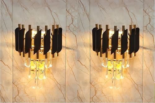 Image of Black Mamba Wall Light (Metal and Crystal), Pack of 2
