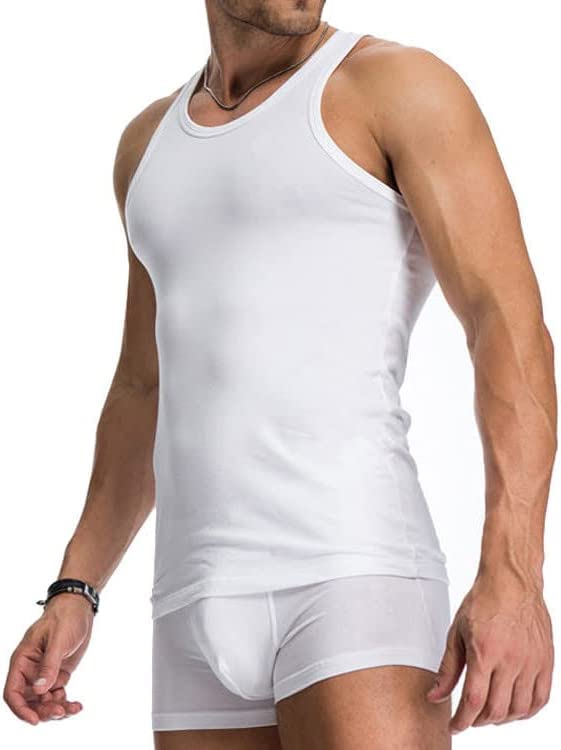 Débardeurs et t-shirts hommes en coton pour sous-vêtements basic solid color - 2