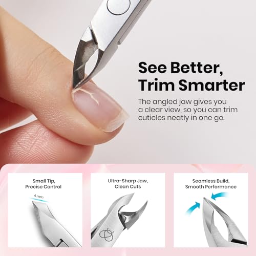 Image of Beetles Manicure Kit for Women with Cuticle Remover, 3 PCS Pink Manicure Set Cuticle Trimmer Dual End Cuticles Pusher Clean Nails Tip Dirt Pusher with Storage Pouch Nail Prep Kit for Gel Nail Polish