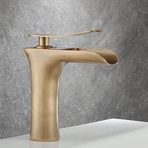Robinet cascade laiton antique de style rétro, mitigeur d'exception 1 trou - 3