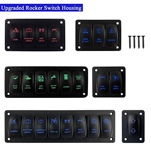 Image of 2 Gang Rocker Switch Panel Housing Waterproof Black Aluminum Mounting Bracket for Car Camper Marine Boat Carling Rocker Switch Install