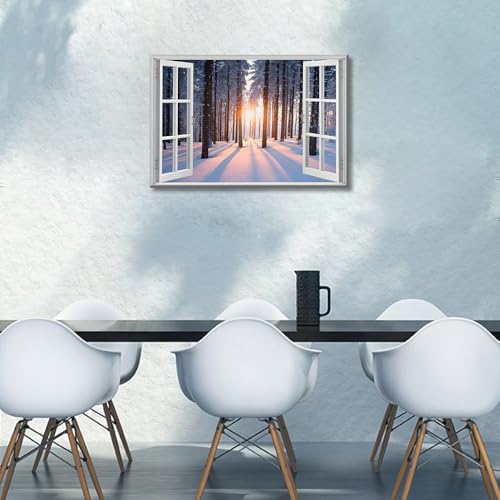 Cuadros de bosque y arte moderno de decoración de pared en lienzo tridimensional 2