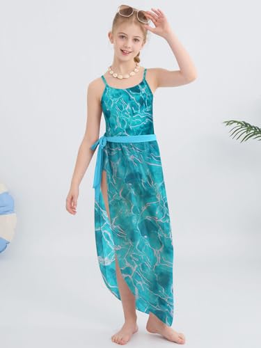 Image of Girls One Piece Swimsuit with Cover Up Wrap Skirt Set Teen Girl Tropical Two Piece Bathing Suit Beach Surf Swimwear