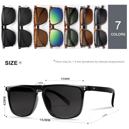 Image of VANLINKER Polarized Square Sunglasses for Men Women Dark Shades with UV Protection for Driving VL9748