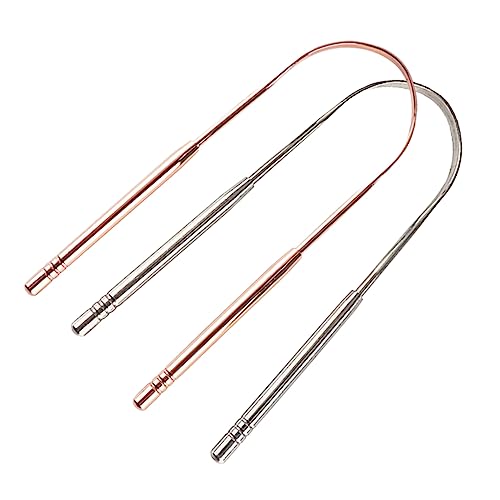 Beaupretty 2Pcs Stainless Steel Tongue Scraper Oral Tool for Bad Breath Fresh for Silver