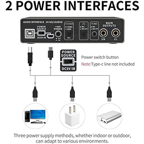 Audio-interface E22 2I2 USB met XLR Mic Preamplifier 192KHZ True Stereo for Ableton Live Lite/Pro-tools/Reaper en andere… - Image 4