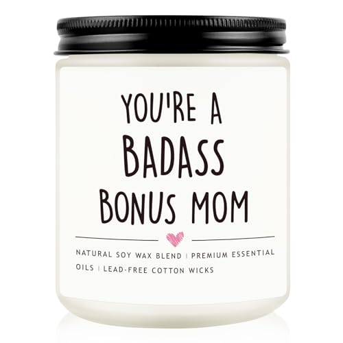 Bonus Mom Gifts from Daughter Son, Mothers Day Gifts for Stepmother, Badass Candle Gift...