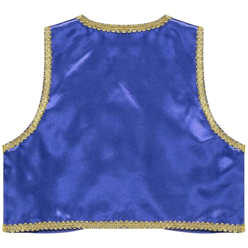 Boys Arabian Prince Tops Waistcoat Vest Kids Fairy Tale Dramas Stage Performance Fancy Dress Ups Blue 12 Years2