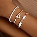 Gokeey Tennis Bracelets for Women Trendy Daint 14K Rose Gold Plated Bangle Cuff Bracelet Forever Love Knot Infinity Bracelet Stackable Cute Cubic Zirconia Link Chain Bracelets Set for Jewelry Gifts