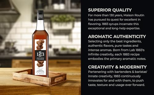Image of 1883 Salted Caramel Syrup for Drinks, Made in France, 1 Liter Glass Bottle