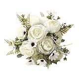 Lagomloot Bouquet di peonie artificiali, fiori finti resistenti ai raggi UV, per casa, matrimonio, ufficio, decorazione realistica, in plastica, rosa