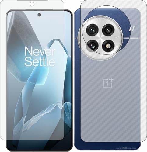 Image of Matte front Screenguard & Carbon Fiber Back Skin Combo, Made of Flexible Fiber Material Not a Glass, Front & Back Impossible Screen Guards for ONEPLUS 13