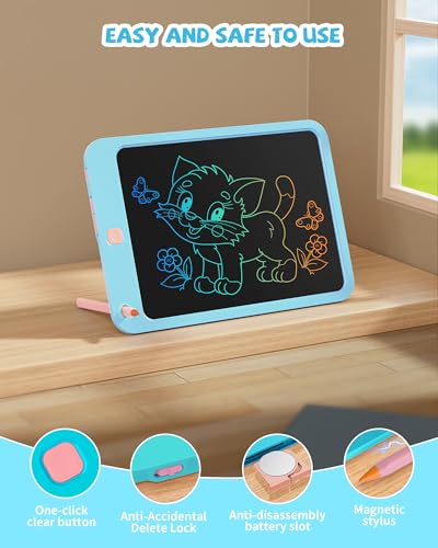 Toys for Girls Boys, Colorful Doodle Board Drawing Tablet, Memo Board, Drawing Pads with Lanyard, Travel Educational Toys Gifts for Boys Girls Age 3 4 5 6 7 8 9 Years (Lake Blue) - Image 4