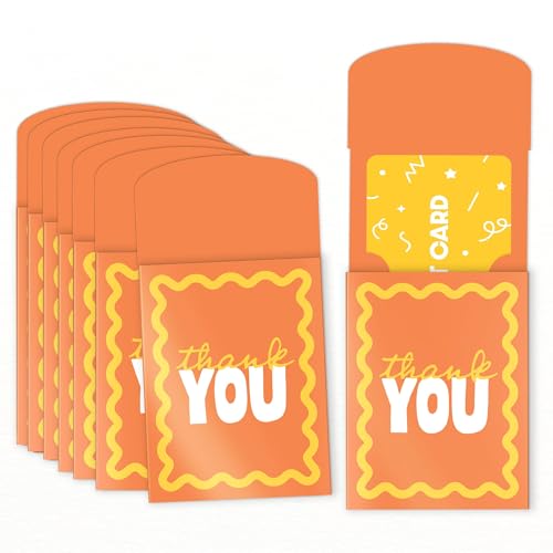 Big Dot of Happiness Teal Green and Yellow Wavy Thank You Gift Card Holders with Envelopes, Cash Money Holders and Gift Card Sleeves, Retro Stationery Nifty Gifty Pack - Set of 8