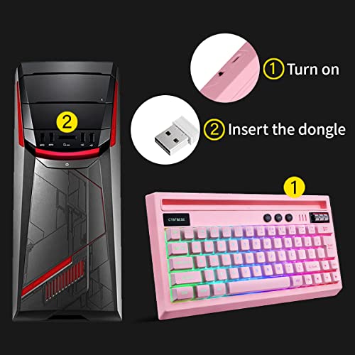 Ctbtbese Wireless Rgb Backlit Gaming Keyboard, Ultra-Compact 61 Keys With Phone Stand, Waterproof For Pc/Mac Gamer, Typist, Travel(Pink)… #TOP5