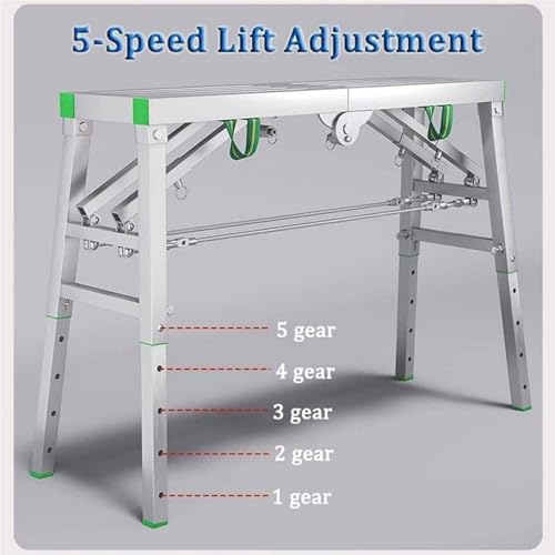 Piattaforma di lavoro pieghevole regolabile, scala portatile con capacità di carico di 400 kg, per casa e officina, design compatto 200 x 37 cm