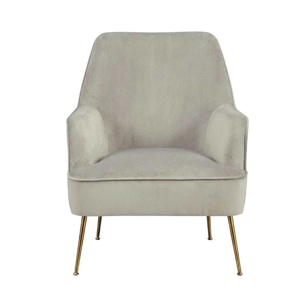 Velour-Upholstered Accent Chair with Solid Rubberwood Frame by Starlight Canyon Home – Velour Fabric with Rubberwood Solid Frame, Grey