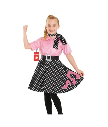 Fun Shack Disfraz Rock And Roll Niña, Disfraces Años 50 Pink, Vestido Años 50 Niñas, Disfraz Carnaval y Halloween, S