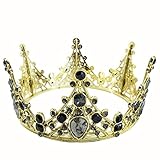 Gold Baroque Crown Cake Topper for Birthday Princess Theme Party Baby Shower Decorations Wedding Rhinestone Crystal Tiara for Children Hair Ornaments